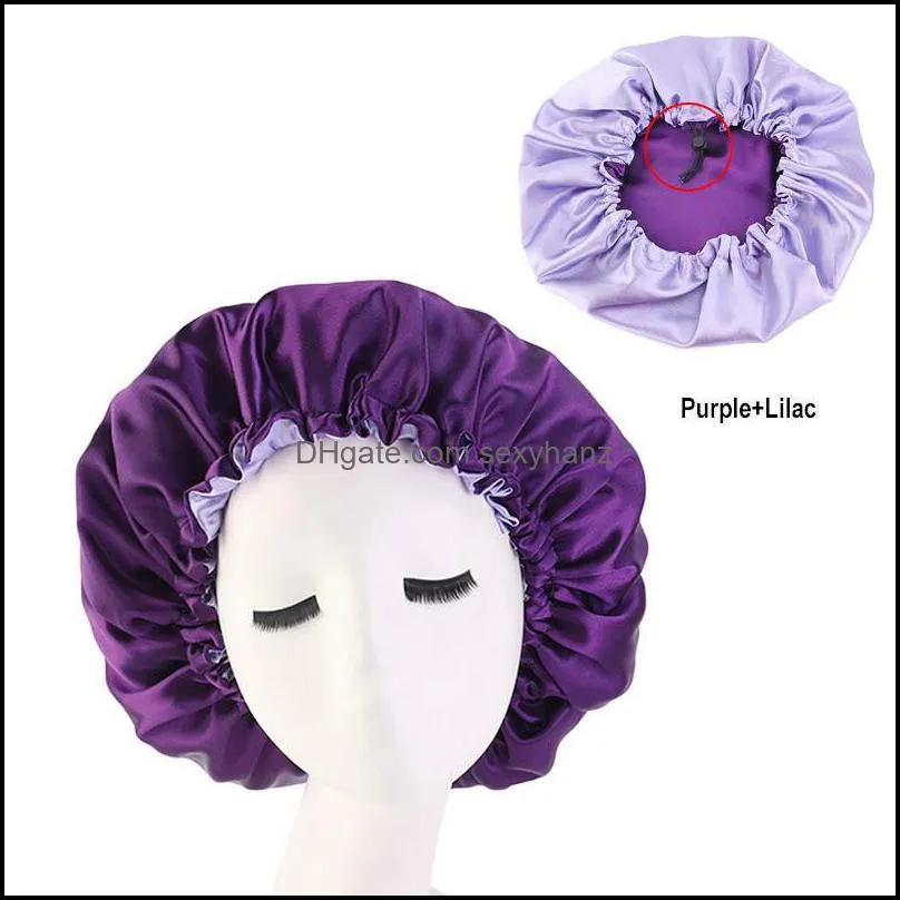 Women Big Size Beauty Print Satin Silk Bonnet New Extra Large Satin Lined Bonnet Sleep Night Cap Head Cover Hat Wholesale1