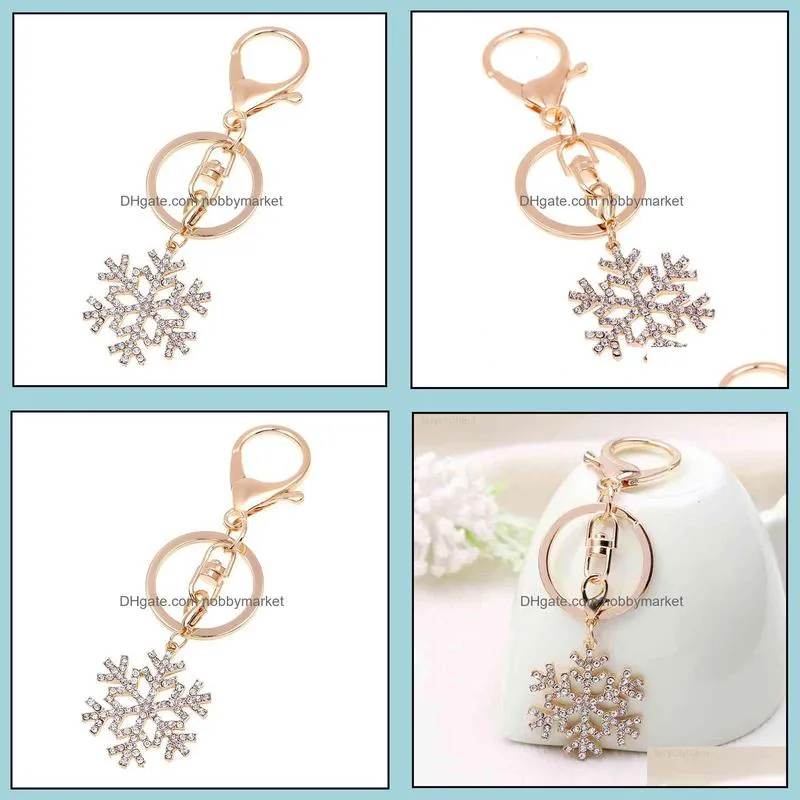 Luxury Christmas Snowflake Diamond Keychain Souvenir Pendant Gift