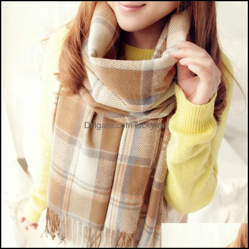 Winter Scarf Women Men Designer 2020 Tartan Cashmere Winter Warm Square Plaid Wool Shawl In Women Scarves Cachecol1