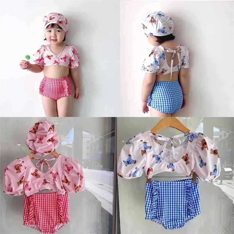 Summer girls split swimsuit cute cartoon printed baby swimwear toddler bathing suit two piece 210702