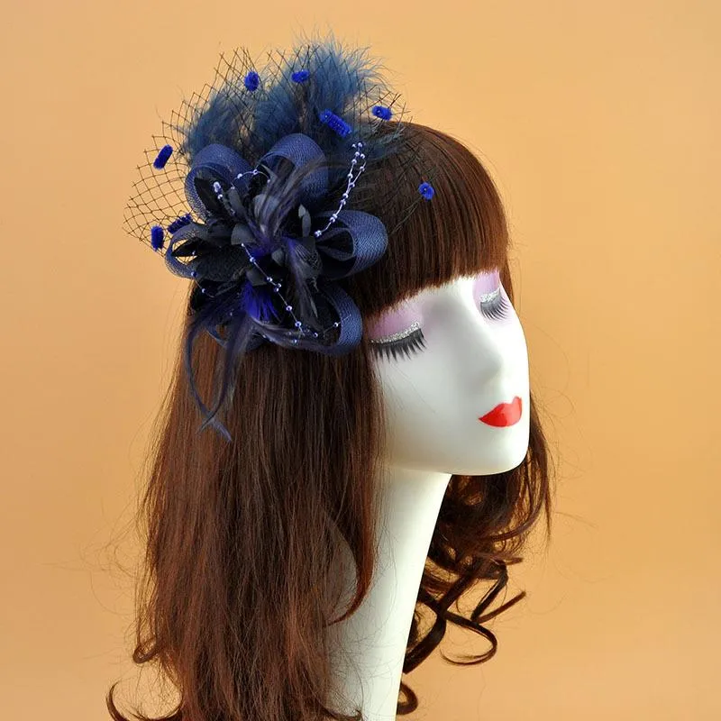 Headpieces Women Hair Clip Feather Wedding Casual Fascinator Flower Headband Mesh Party Dress Head Band Banquet Headwear Hat