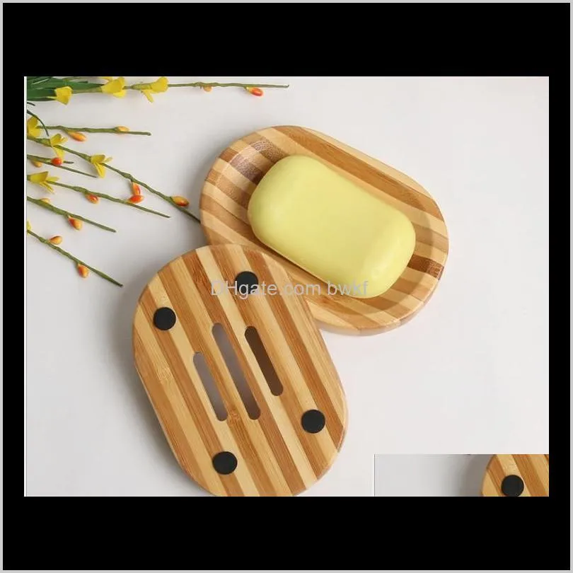wholesale new natural bamboo soap dishes soap tray holder wash shower storage stand bath shower plate case bathroom accessories