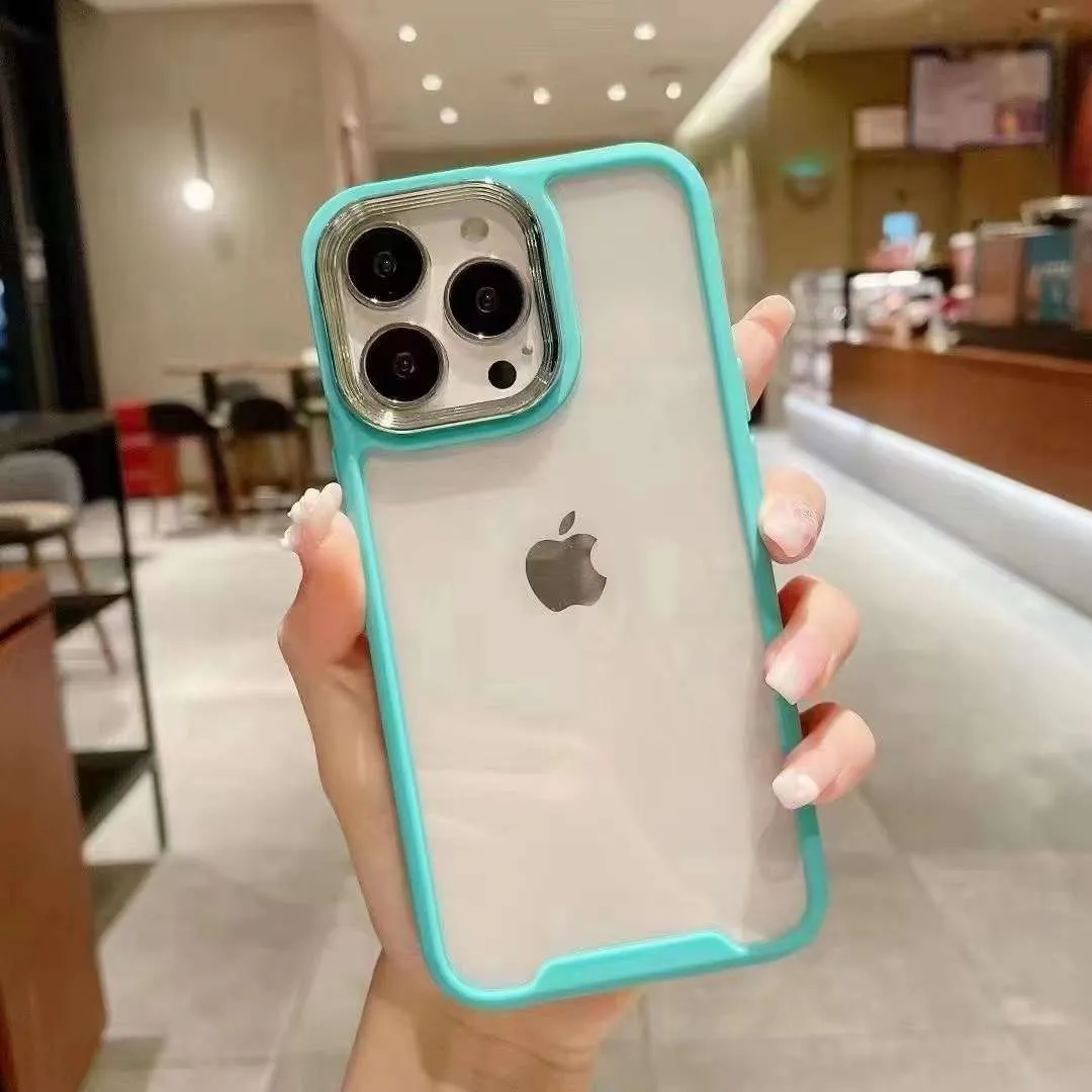 Акриловые Прозрачные Чехлы Для Телефонов IPhone 13 12 11 Pro Max Mini X XS  XR SE 7 8 Плюс 2 В 1 Металлическая Линза Clens Frame TPU Телефон Задняя  Крышка От Chenyanchao314, 161 руб. | DHgate