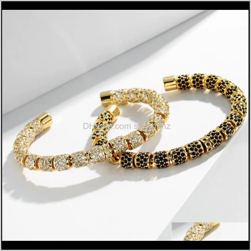 Bangle Drop Delivery 2021 Köp par armband armband för kvinnor män lyxiga tillägg cz pärlor armband rostfritt stål smycken dropship iqw7i