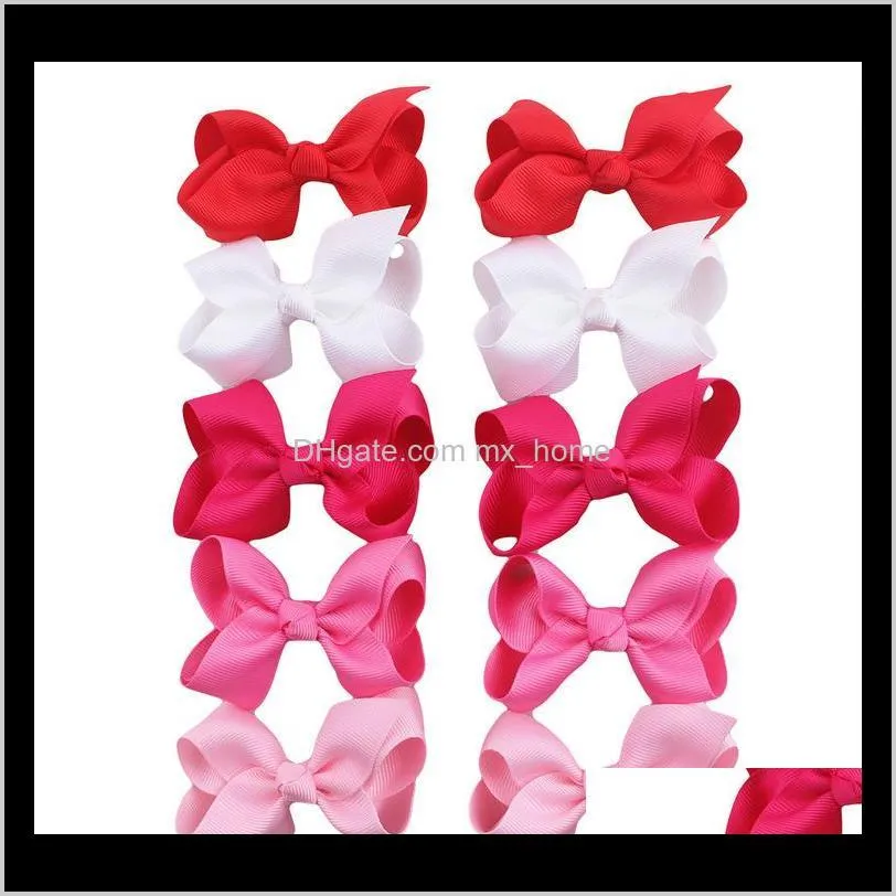 cute 20 colors korean 3 inch grosgrain ribbon hairbows baby girl accessories with clip boutique hair bows hair pins hair ties