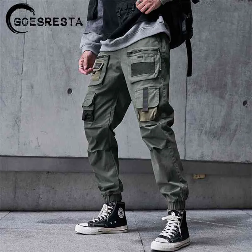 Vrachtbroek mannen zwarte hiphop streetwear mode katoenen joggers joggingbroek casual harem broek zomer harajuku kleding 210714