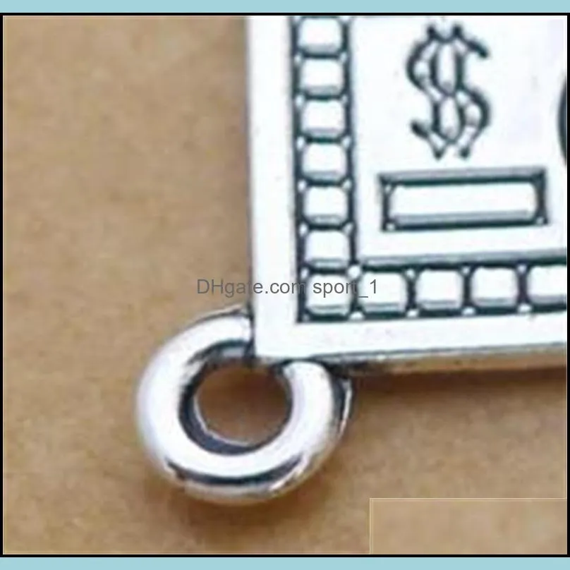 80pcs Charms 100 dollars money 10*19mm Antique Making pendant fit,Vintage Tibetan Silver,DIY Handmade Jewelry 396 T2