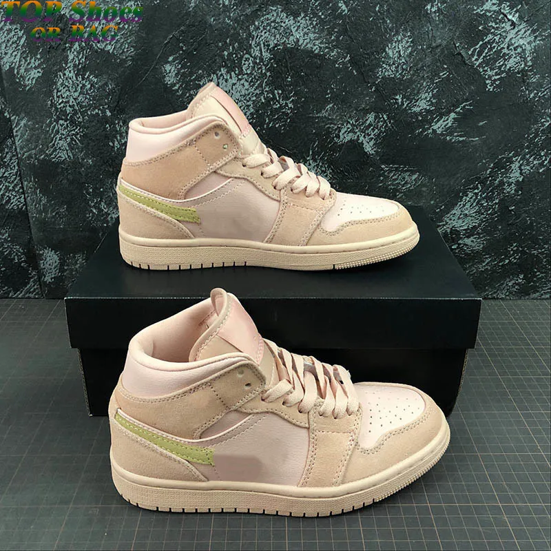 Womens Jumpman 1 Basketbalschoenen 1s Mid Og Dames Coral Gold Stardust Chaussures Trainers Sneakers Sportschoen