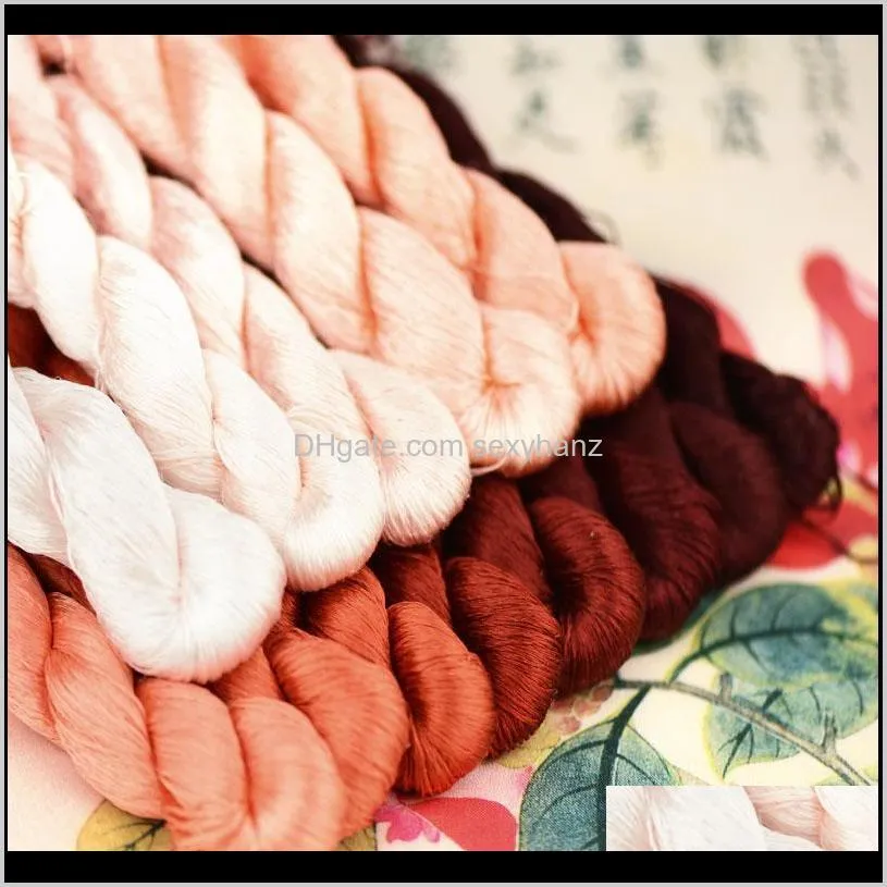 100% silk thread hand embroidery embroider cross stitch 1pcs 400m silk embroidery thread dark orange series 13 pure colors1