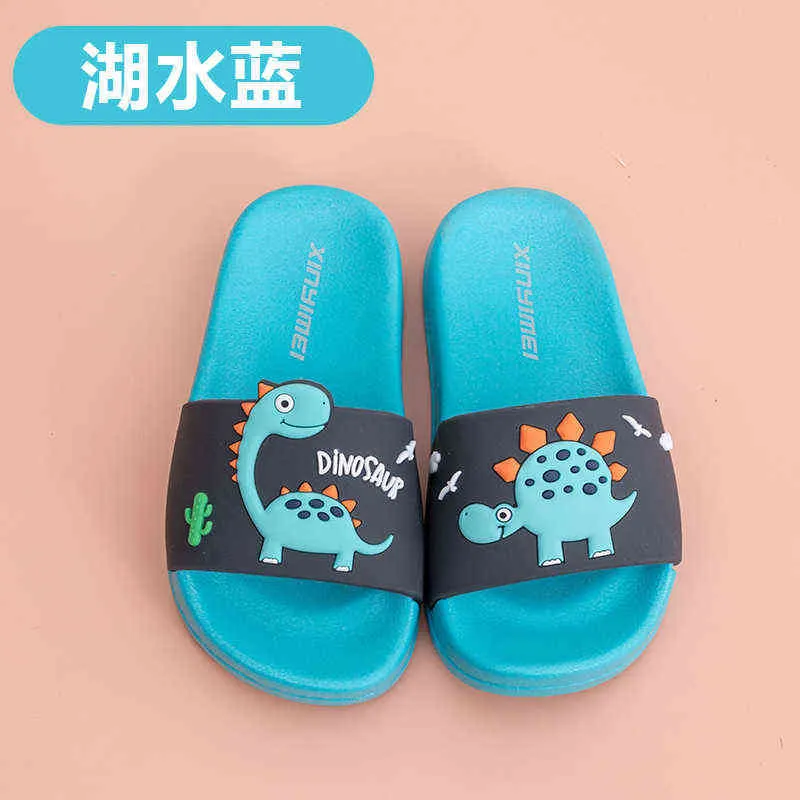 Pantoufles pour enfants d'été pour garçons filles pantoufles Dinosaure Pvc Flip Flops Bébé anti-slip sandales de plage Enfants Salle de bain 211119