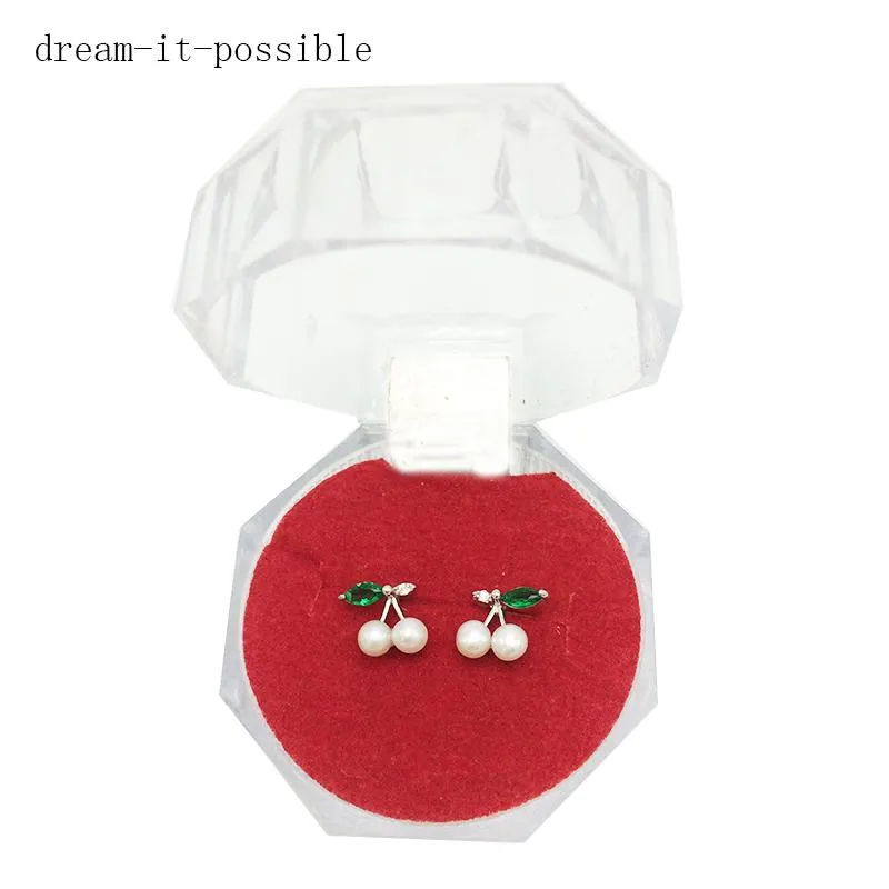 Orecchini a bottone Dream-it-possible con frutta verde zirconi cubici, veri autentici orecchini in argento sterling 925 con ciliegia, per donna, Natale