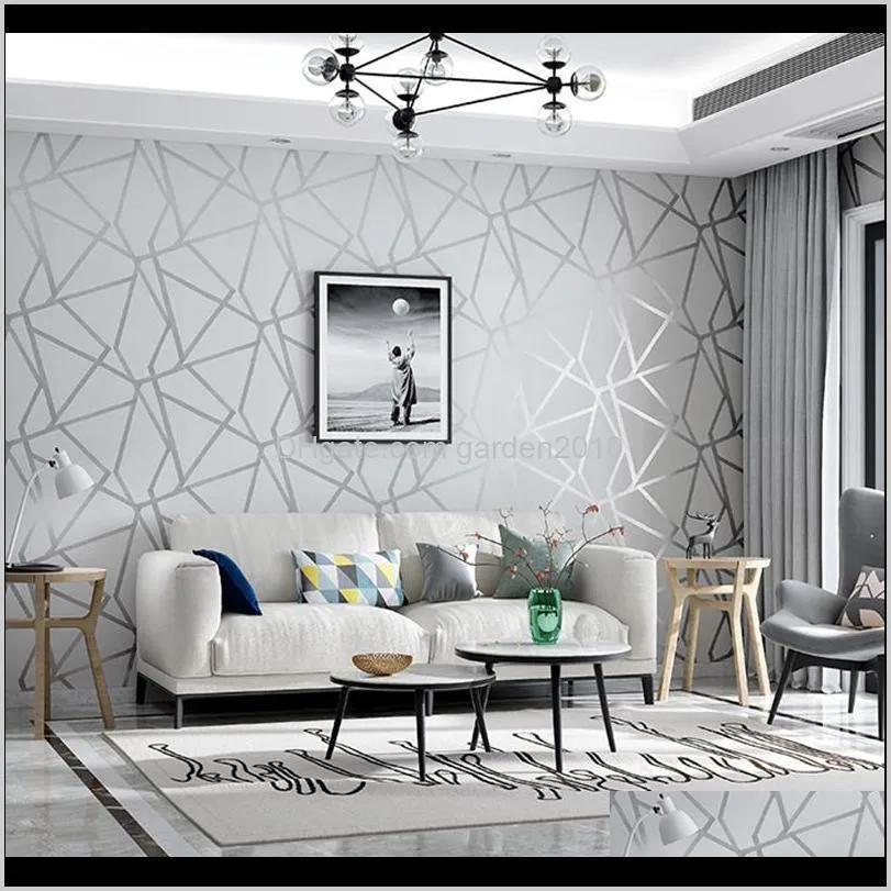 grey geometric wallpaper for living room bedroom gray white patterned modern design wall paper roll home decor1