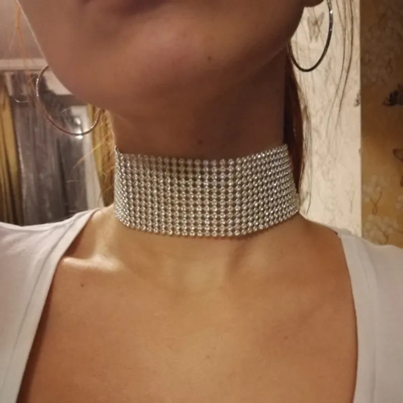 Droppe vintage tennis lady crystal choker punk retro gotiska rhinestone halsband för kvinnor