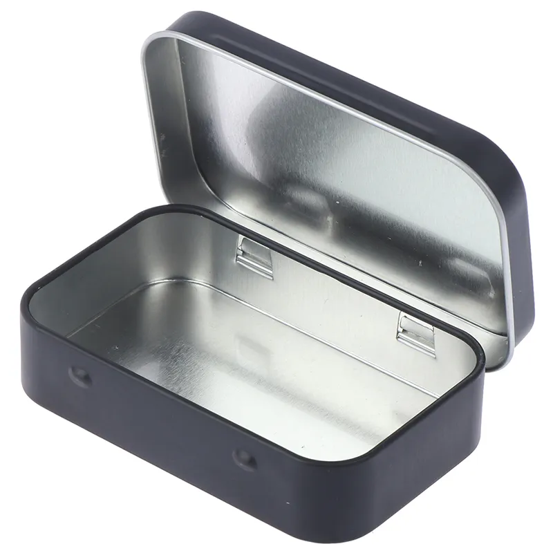 1 st Survival Kit Tin Small Lege Metal Tin Silver Black Flip Storage Box Case Organizer voor Geld Coin Candy Key