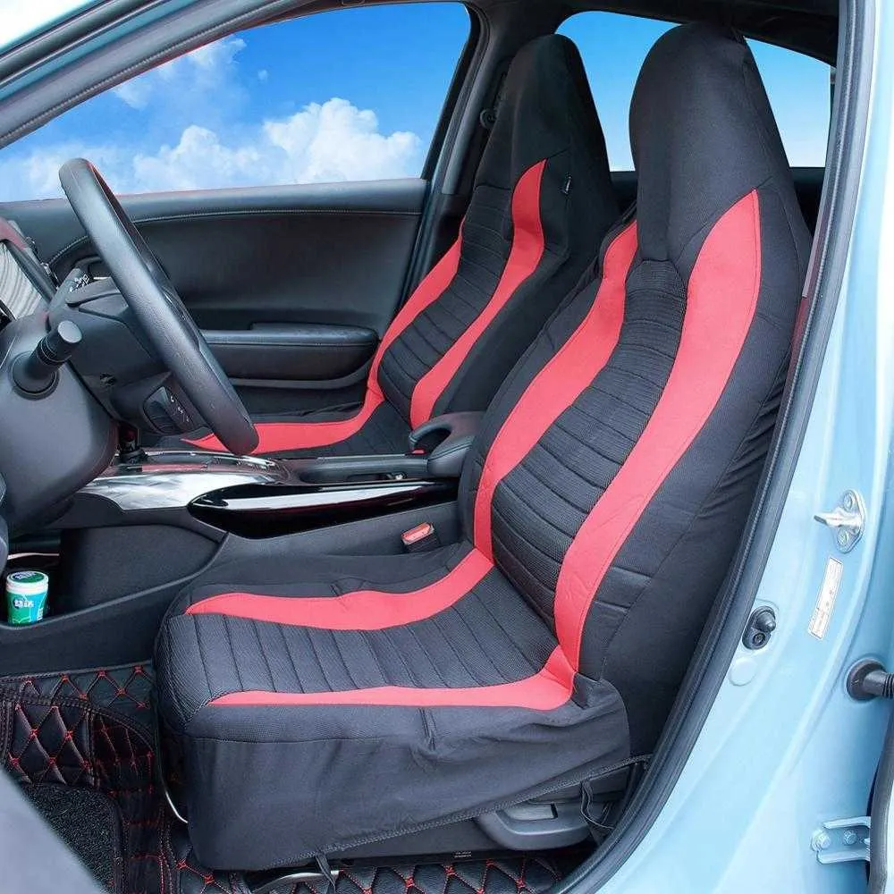 2 sztuk Auto High Back Car Seat Covers - Sports Fiber Mesh Design Oddychający Uniwersalny Fit Airbag Kompatybilny
