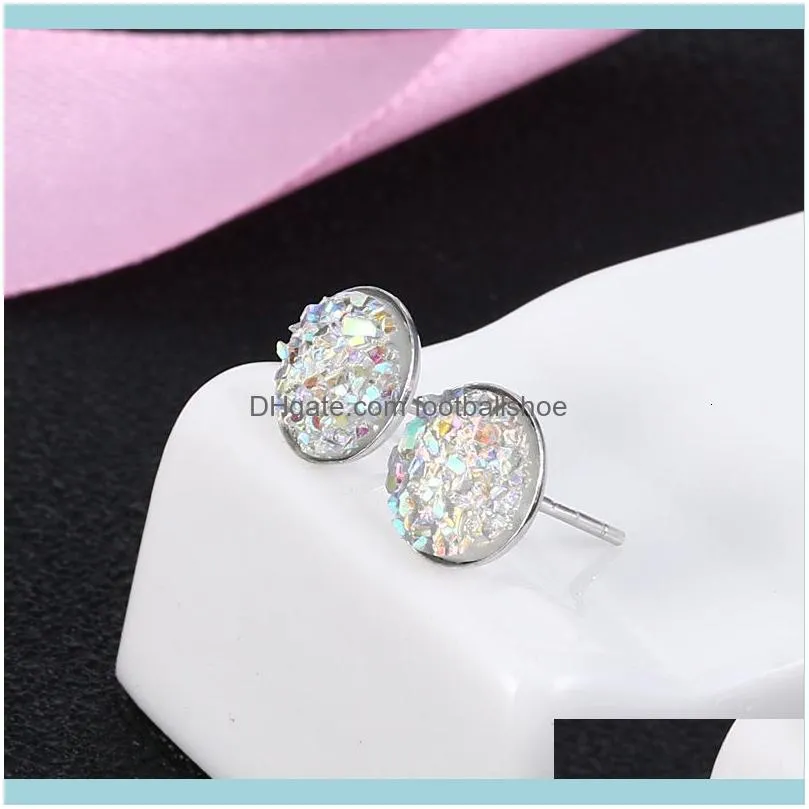 S925 fairy pure super silver men`s and women`s personality crystal Cluster net red temperament resin earrings