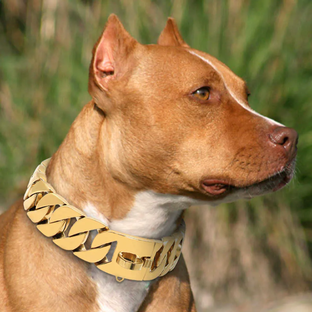 Strong Metal Dog Dog Chain Necklace Collars Stainless Steel Pet