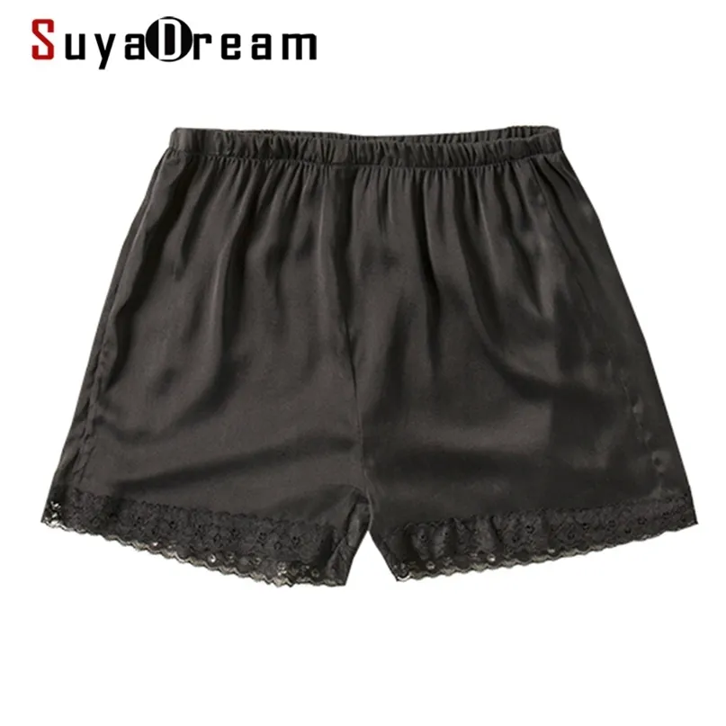 Suyadream kvinna silke shorts svart 100% naturlig spets sommar 210621