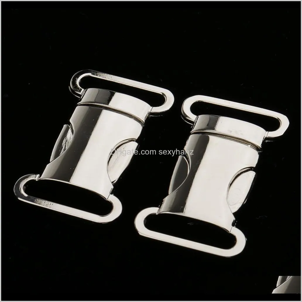 2 pairs metal side release buckle dog collars luggage straps buckles 2 sizes