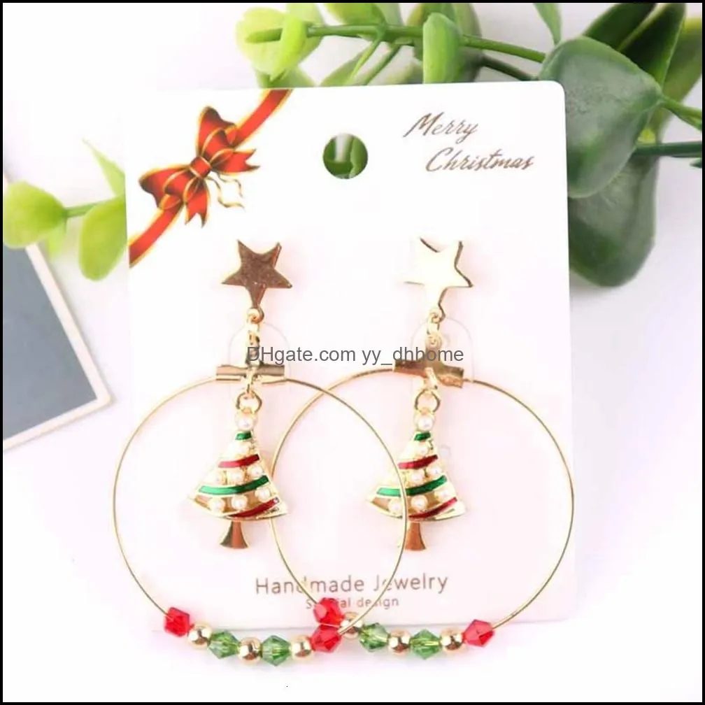 series European and Korean Pendant Snowflake Hat Christmas tree gift Ear Hook Earrings
