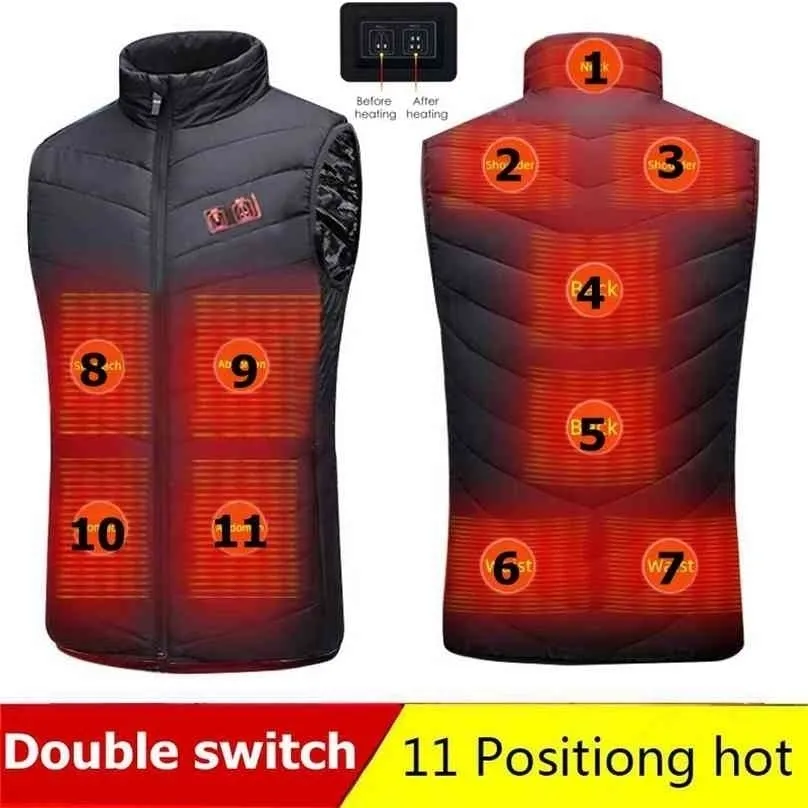 Hommes en plein air USB infrarouge gilet de chauffage veste d'hiver gilet chauffant électrique pour la randonnée sportive surdimensionné 5XL 210925
