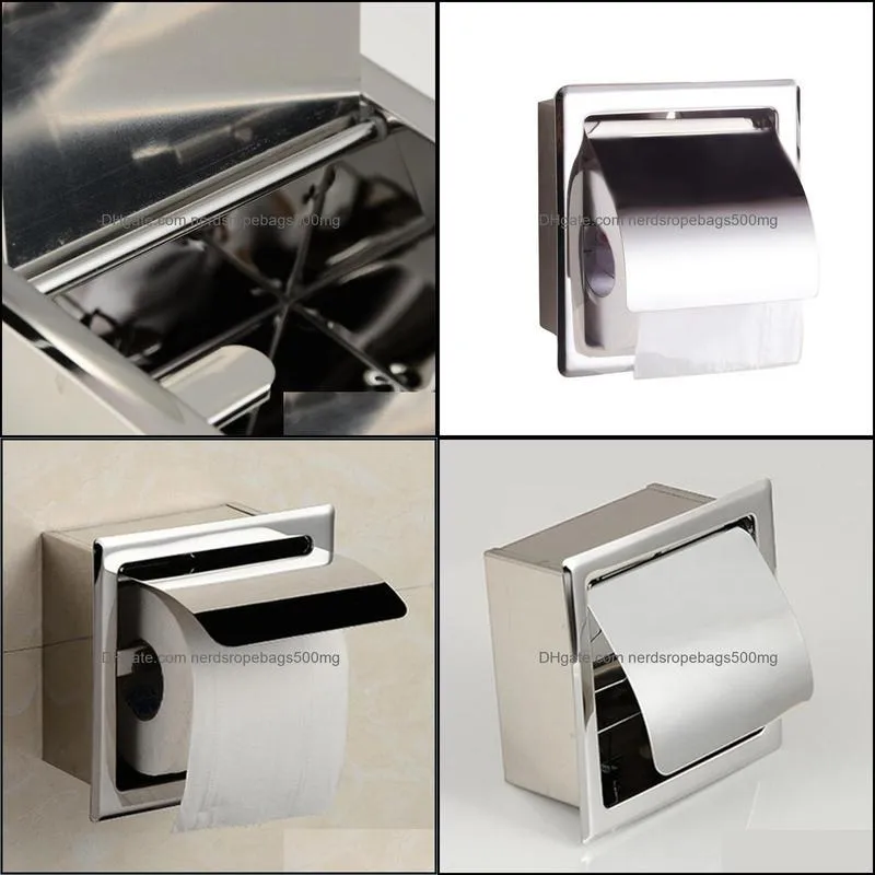 Tissue Boxes & Napkins Stainless Steel Kitchen Wall Mounted Roll Stand Square Bathroom Home Restaurant Toilet Paper Holder