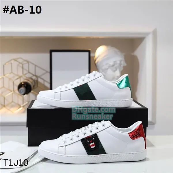 Men Women Sneakers Casual Shoes Top Quality Bee Chaussures Leather Sneaker Ace Embroidery Stripes Sports Trainers Fashion Luxurys Designers Flats Bottoms Loafers