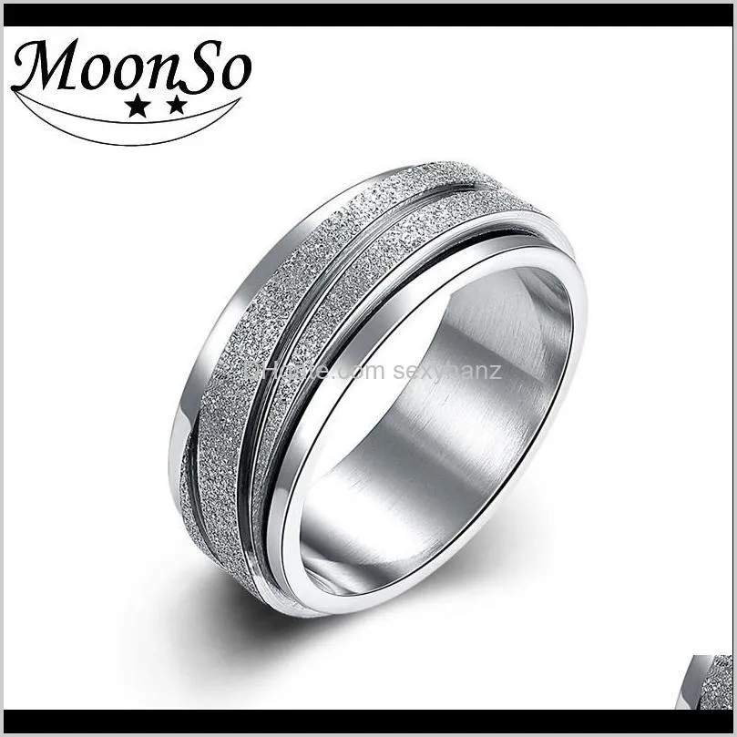 fashion titanium rotate rotation men ring band eternity male for engagement wedding jewelry r4637