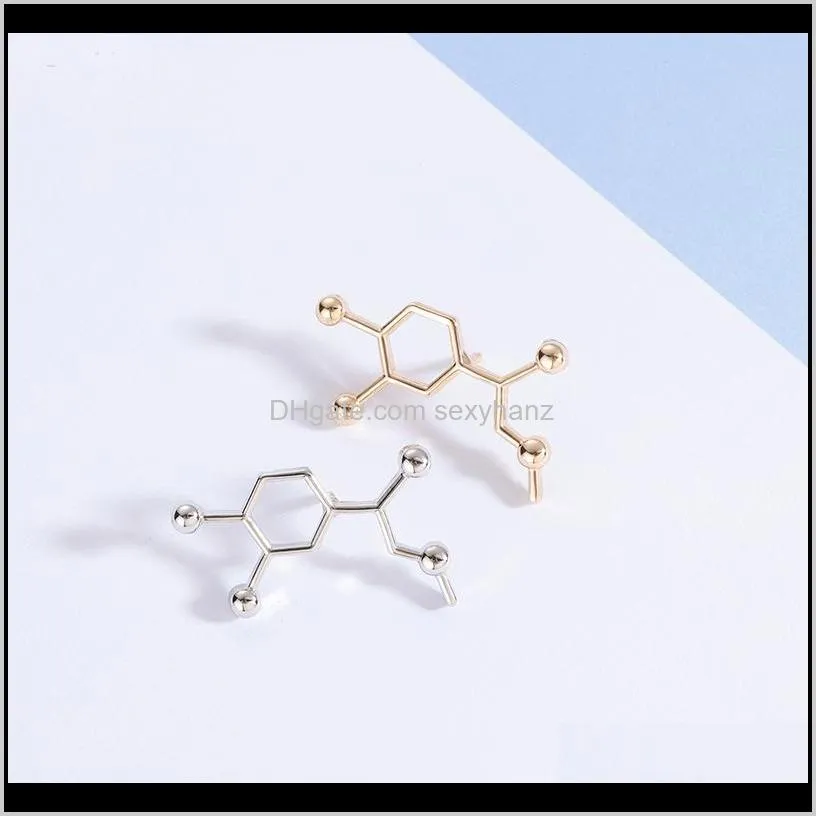 Adrenaline Molecule Pin Scinece Biology Teacher Gold Color Pins Metal Fashion Jewelry Beautiful Brooches Women Gift