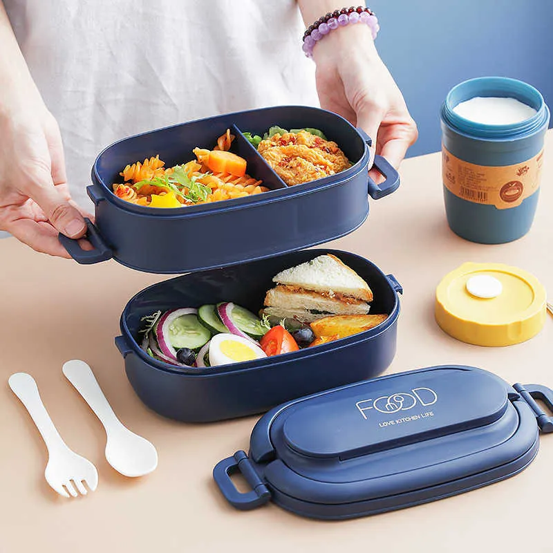 Draagbare lunchbox voor vrouwen geïsoleerde lunch container fruitsalade magnetron tafelgerei lunchbox voor kinderen schattige Bento box opslag 210925