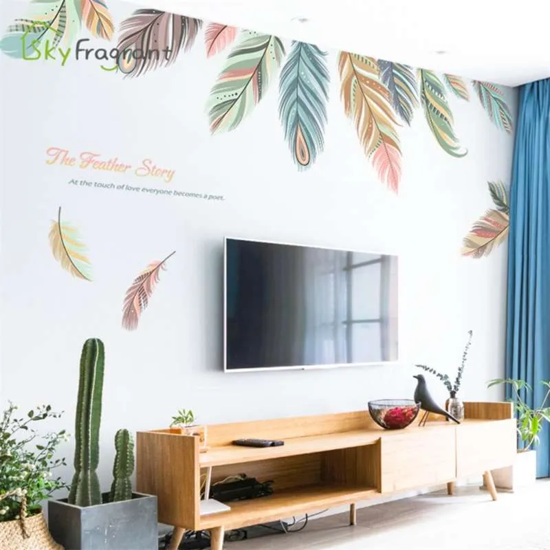 Creatieve Veer Warm Woonkamer Decoratie TV Sofa Achtergrond Muursticker Home Decor Zelfklevende Corridor Plint Stickers 210929