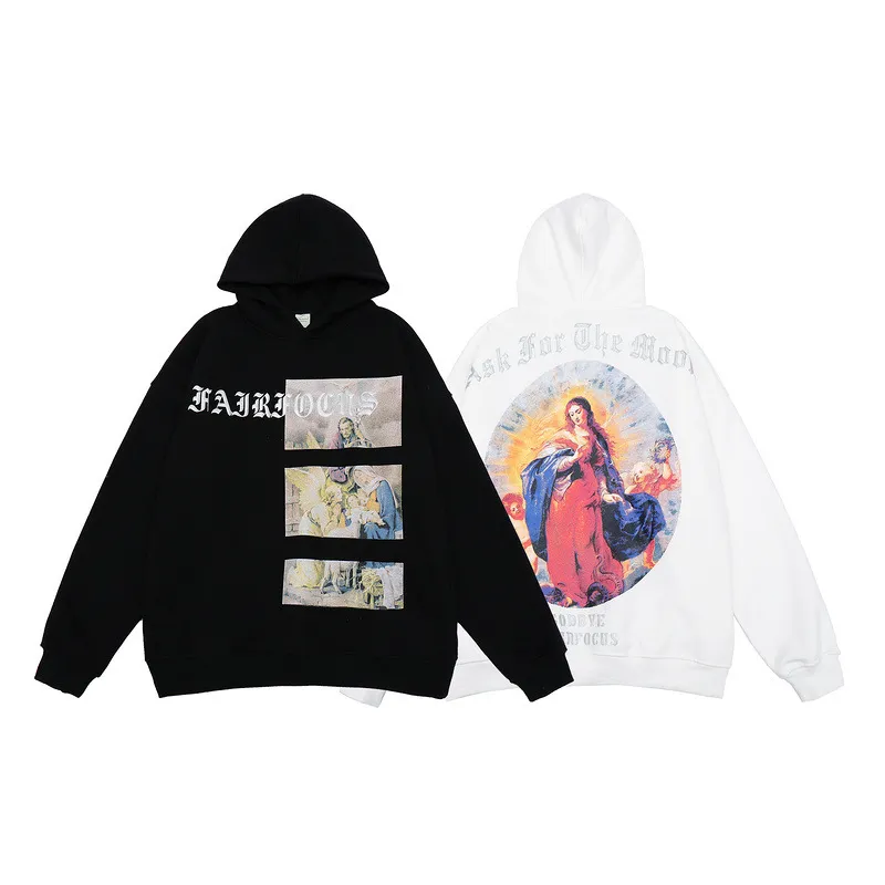 Harajuku brev olja målade streetwear hoodies hoodies mens och kvinna främling saker retro överdimensionerad spliced ​​fleece hoodie