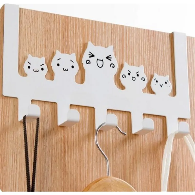 Katze Wand Deko Tür weiß schwarz Küchenhaken Taschen Organizer Kleiderbügel 5