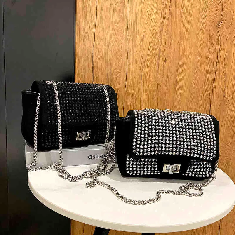 أكياس التسوق أزياء المرأة crossbody حجر الراين رسول للسفر الترفيه بريق سلسلة عارضة السيدات 220304