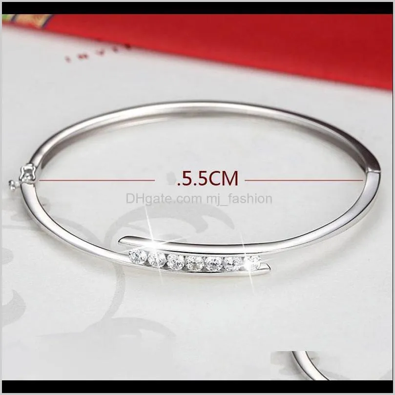 version of the silver bracelet diamond zircon female bracelet open buckle creative fashion bracelet silver jewelry wholesale 2380