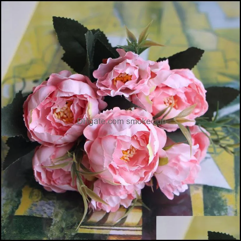 Decorative Flowers & Wreaths Meldel Big Silk Artificial Flower Peonies Bouquet 5 Heads Fake For Wedding Home Decoration Faux