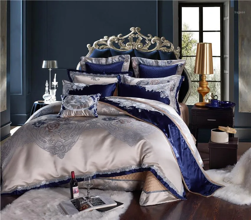 Bedding Sets Silk Cotton Jacquard Set, Thick Duvet Cover Queen