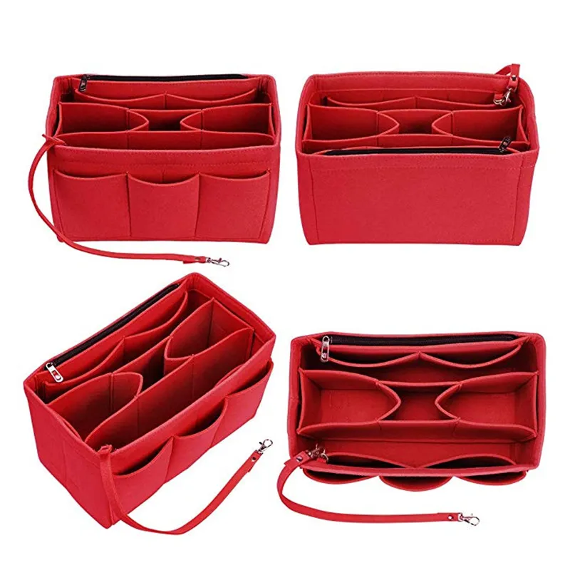 Felt Bag Organizer Insert Shaper Purse Organizer with Zipper Fit all kinds of Tote/purses Cosmetic Toiletry Bags FHL274-ZWL682