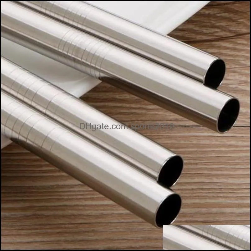 Metal Straight Drinking Straw Eco-Friendly Stainless Steel Straw Food Grade 12MM*215CM Bar Accessories fast shipping F20173913