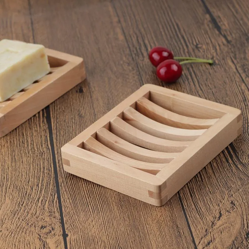 Natural Bamboo Wooden Soap Dish Wooden Soap Tray Holder Storage Soap Rack Plate Box Container for Bath Shower Bathroom DH8886