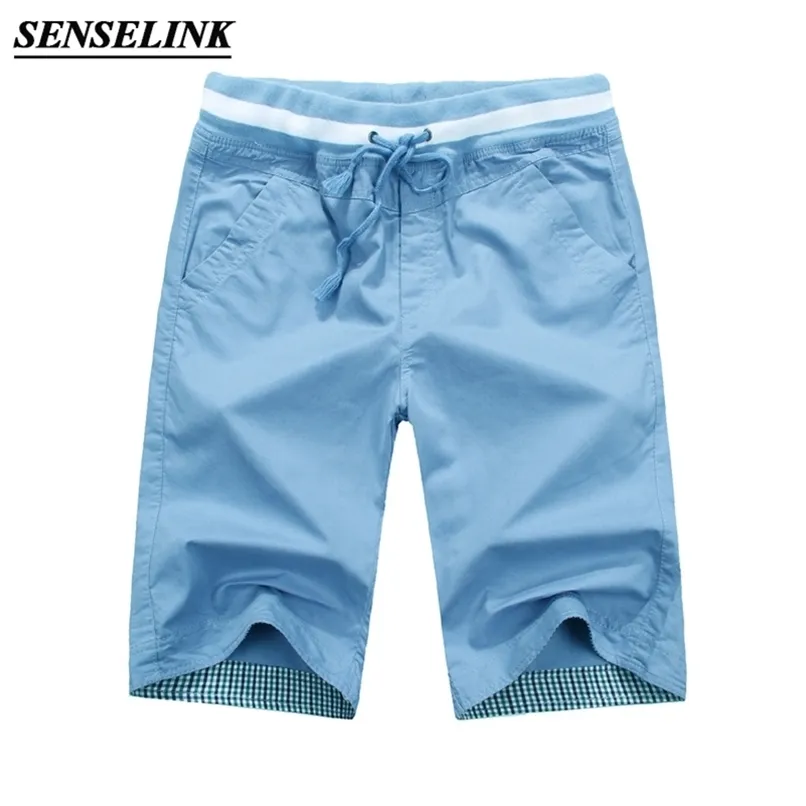 Sommer Feste Farbe Casual Shorts Männer Mode Lose Strand Hosen Baumwolle Große Größe Overalls M-4Xl 210806