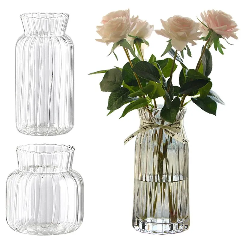 Vasen nordische minimalistische Glasvase Hydroponische Pflanzen Wohnkultur Transparente Blumenflasche Schönes Wohnzimmer