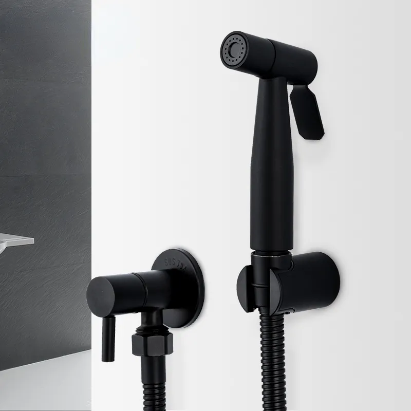 Frap Black Bidet Toilettenspritze Hygienic Dusche Tap Bidets Badezimmer Hand Dusch Wand Mount Wasserhahn Badezimmer Zubehör Y50057
