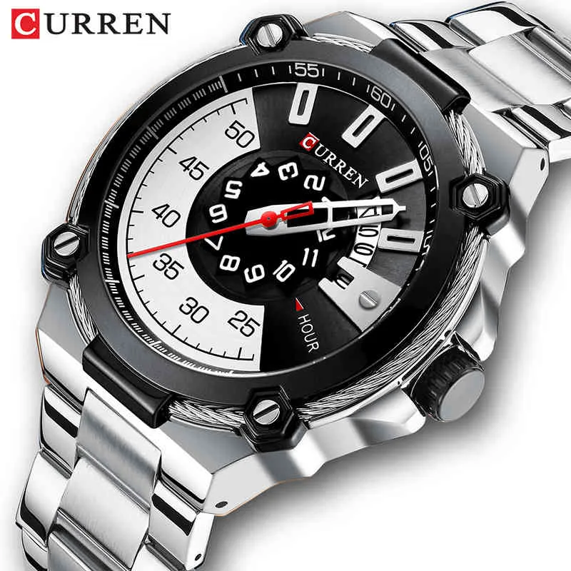 CURREN Montre À Quartz pour Hommes Montres Sport Date Horloge Mâle De Luxe Marque D'affaires Mâle Horloge Style Décontracté Relogio Masculino 210517