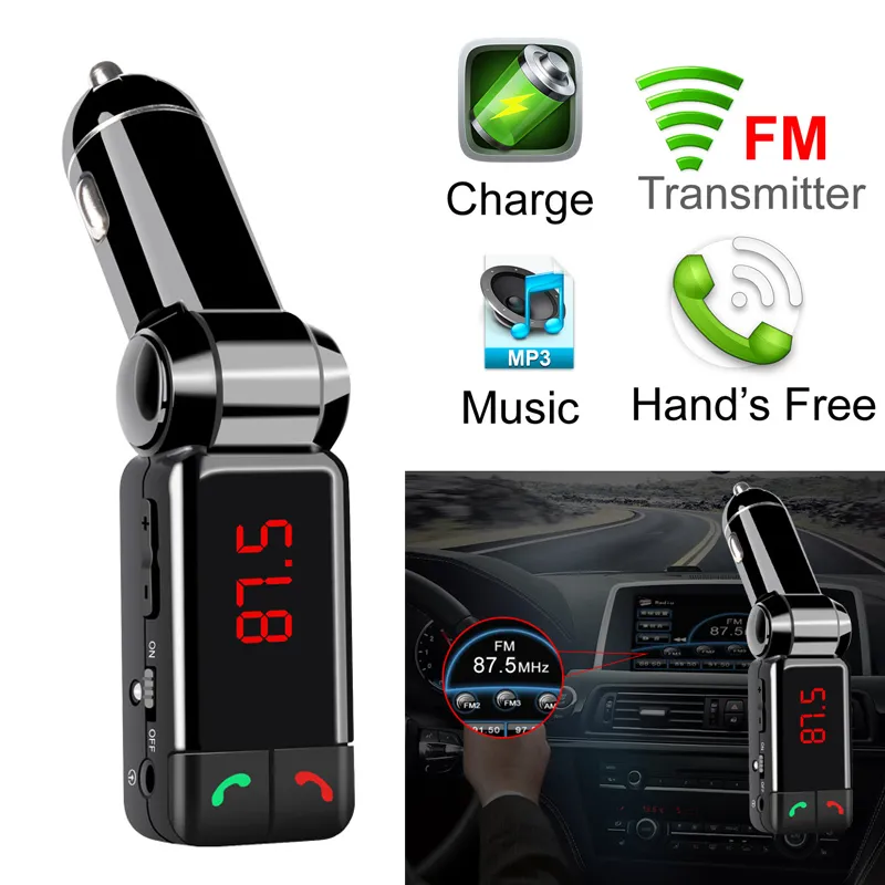 Bluetooth USB Araç Şarj FM Verici Eller Ücretsiz MP3 Ses Çalar Cep Telefonu için Kablosuz Modülatör BC06