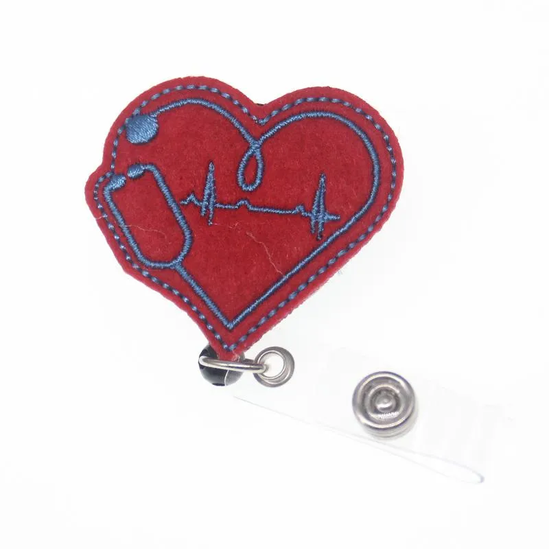 Metallic Finish Heart Retractable Badge Reel, Alligator Clip