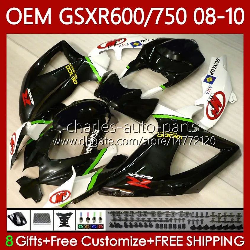 Ólfo de molde de injeção para suzuki gsxr 600 750 cc k8 600cc verde preto 750cc 2009 2010 88NO.92 GSXR-750 GSXR600 GSX-R600 GSX-R750 GSXR-600 GSXR750 08 09 10 Fairing OEM