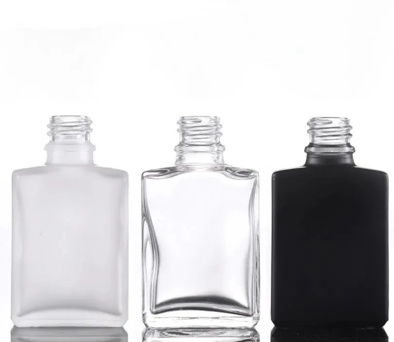 Bouteilles en verre vides rectangulaires carrées noires et givrées de 30ml, avec bouchon à l'épreuve des enfants, pour huile essentielle e liquide, vente en gros