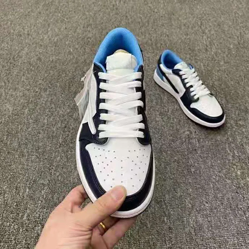 Fragment x 1 Low OG University Royal Blue White Shoes Men athletic sneaker Cactus Jack Jumpman 1s Obsidian mens sports trainers