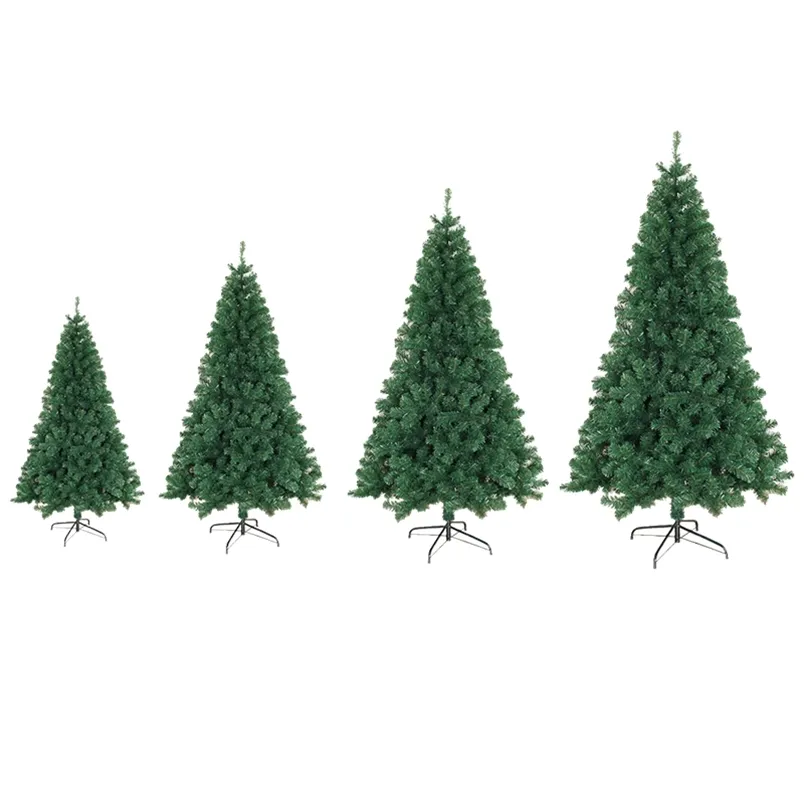 Artificial Green Christmas Tree 210cm with 800 Pine Branches Flame-retardant PVC Material Fir Tree Metal Christmas Tree Tripod 211104
